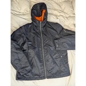 Rag And Bone Manston Hooded Jacket Black with Orange Lining, Men's Size L EUC